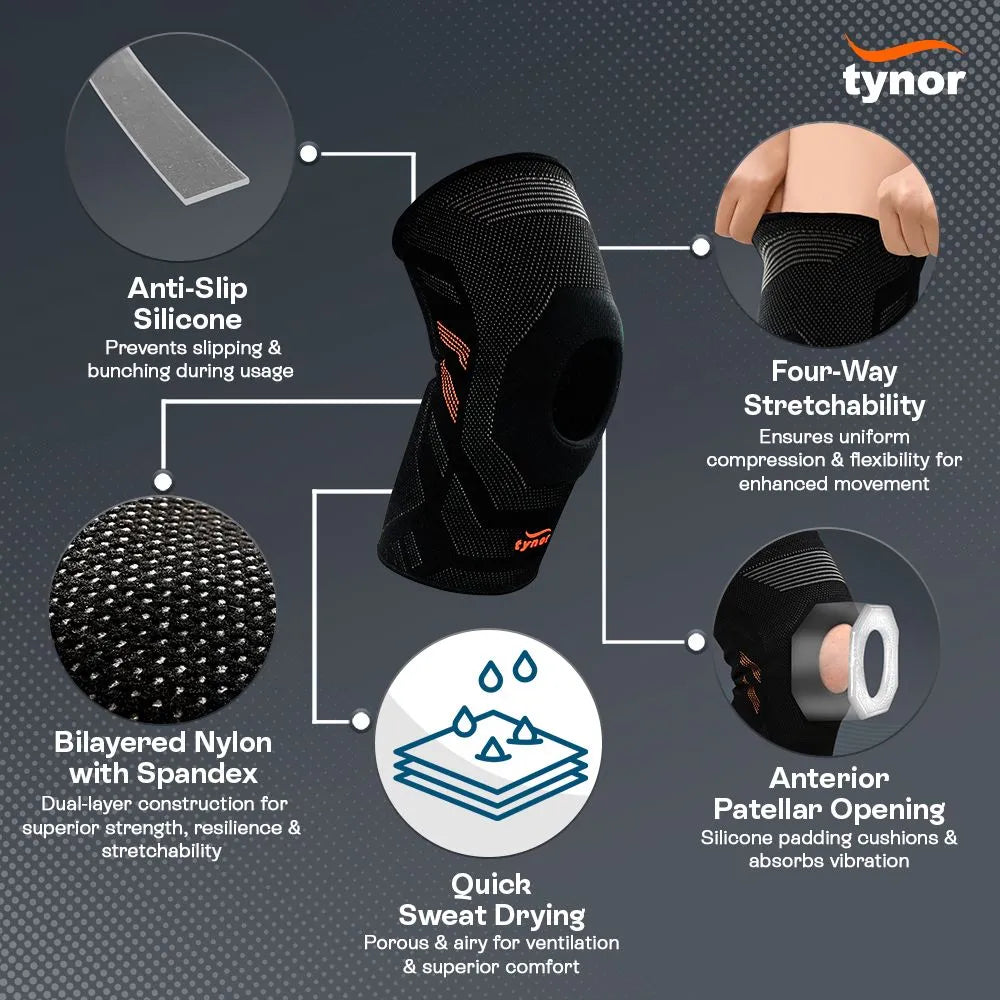 Genouillère de Compression Aérée à Rotule Ouverte